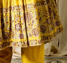 Yellow Gathered Anarkali Set