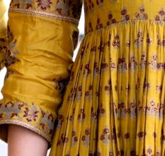 Yellow Gathered Anarkali Set