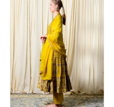 Yellow Gathered Anarkali Set