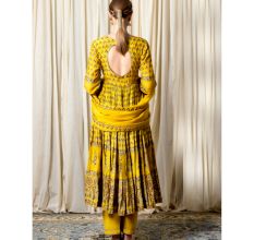 Yellow Gathered Anarkali Set