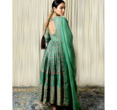 Green Gathered Anarkali Set