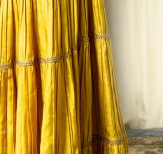 Yellow Short kurta with Tiered Sharara Set
