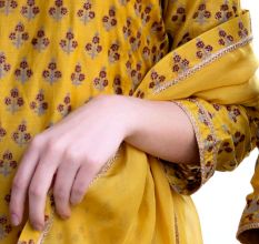 Yellow Short kurta with Tiered Sharara Set