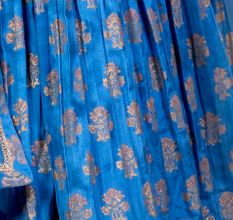 Blue Gathered Anarkali Set with Hand Embroidery