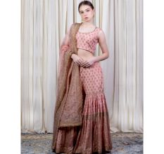 Peach blouse with Sharara Set
