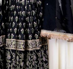 Black Peplum top with Sharara Set