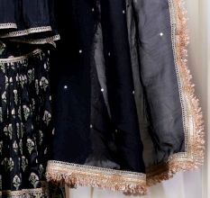Black Peplum top with Sharara Set