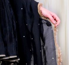 Black Peplum top with Sharara Set