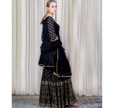 Black Peplum top with Sharara Set