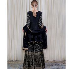 Black Peplum top with Sharara Set