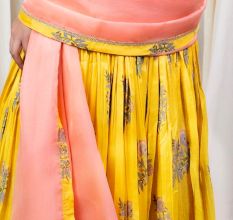 Yellow Gathered Anarkali Set with Hand Embroidery