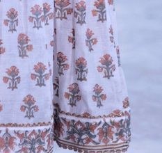 White Gathered Anarkali Set with Hand Embroidery