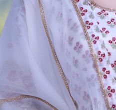 White Gathered Anarkali Set