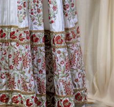 White Gathered Anarkali Set