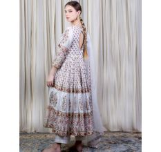 White Gathered Anarkali Set