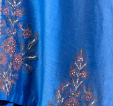 Blue A line Kurta Set with Hand Embroidery