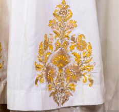 Off White Anarkali Set with Hand Embroidery