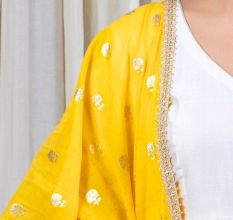 Off White Anarkali Set with Hand Embroidery