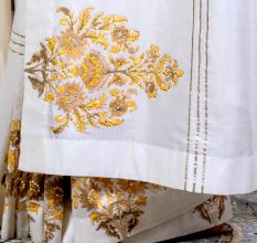 Off White Saree with Hand Embroidery