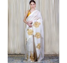 Off White Saree with Hand Embroidery