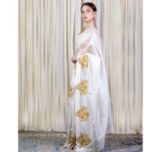 Off White Saree with Hand Embroidery