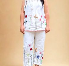 Khadi Hand Embroidery Work Co Ord Set