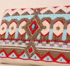 Boho Mirage Embroidered Clutch with Chain Strap