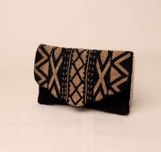 Midnight Muse Beaded Clutch with Scalloped Flap and Chain Strap