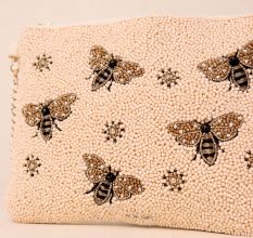 Queen Bee Hand-Beaded Clutch with Elegant Chain Strap