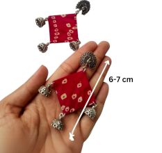 Pink Bandhani Fabric Jhumka Earrings For Women