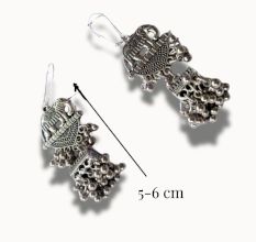 Elephant Design Silver Oxidised Earrings