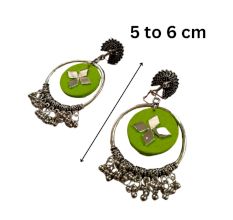 Light Green Oxidized Jhumka Bali Earrings