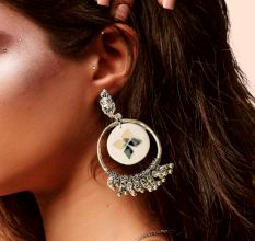 White Oxidized Jhumka Bali Earrings