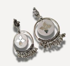 White Oxidized Jhumka Bali Earrings