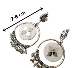 White Oxidized Jhumka Bali Earrings