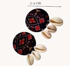 Blue And Red Printed Shells Stud Earrings