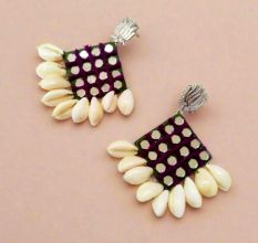 Mehendi Green Gujarati Mirror Fabric Earrings For Women