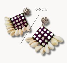 Mehendi Green Gujarati Mirror Fabric Earrings For Women