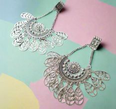 Silver Oxidised Round Jhumka Earrings