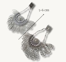 Silver Oxidised Round Jhumka Earrings