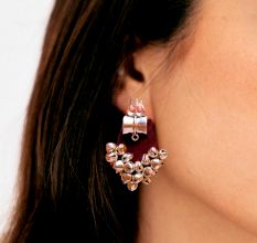Purple Trishul Earrings With Ghungroos