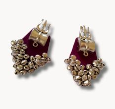 Purple Trishul Earrings With Ghungroos