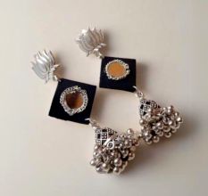 Black And Silver Mirror Everyday Earrings