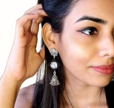 Black And Silver Mirror Everyday Earrings