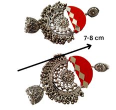 Pink Oxidized Mirror Heavy Jhumka