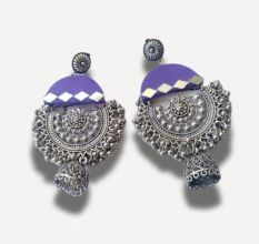 Purple Oxidized Mirror Heavy Jhumka