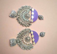 Purple Oxidized Mirror Heavy Jhumka