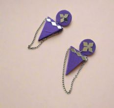 Purple Mirror Long Chain Earrings For Women