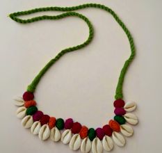 Multicolor Pom Pom Shell Adjustable Choker Necklace