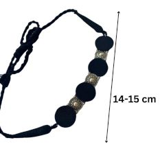 Oxidized Silver Fabric Choker In Black